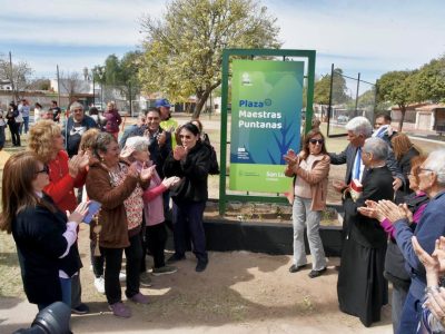 Hissa inauguró las obras de renovación integral de la plaza Maestras Puntanas del barrio AMPPyA